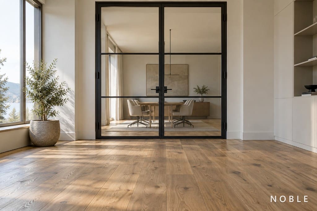 Double-leaf loft hinged door in an office