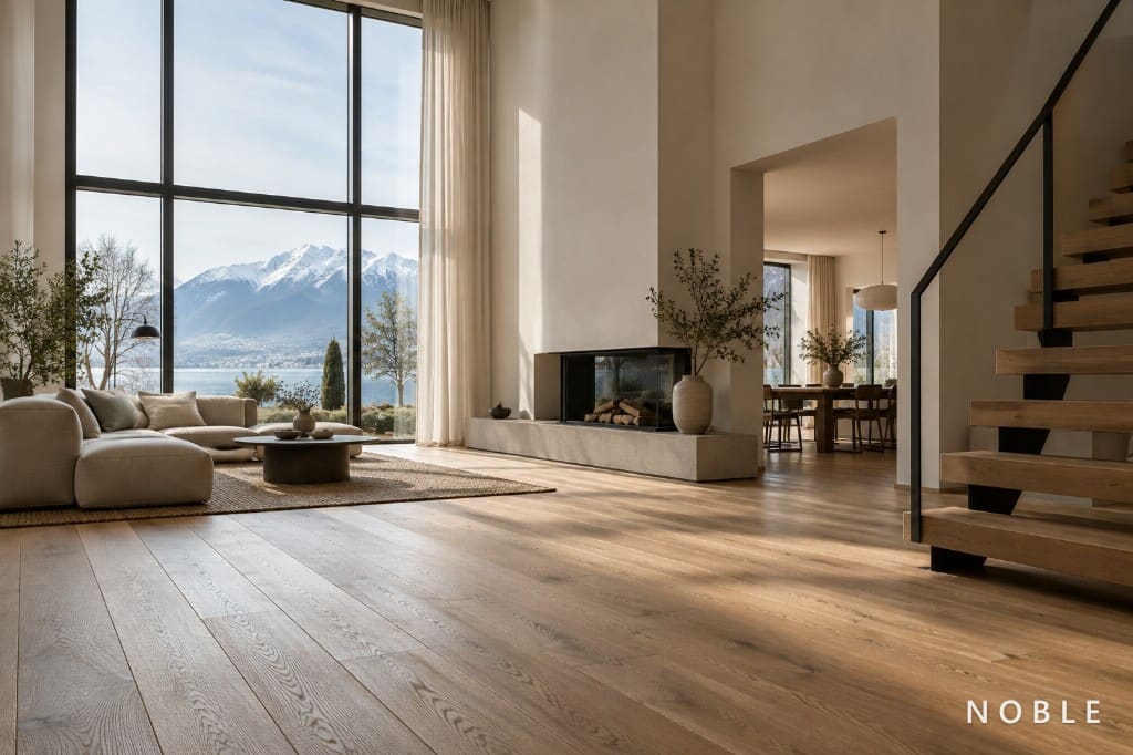 Massgefertigter Innenausbau mit Holz und Metallakzenten in Luzerner Maisonette